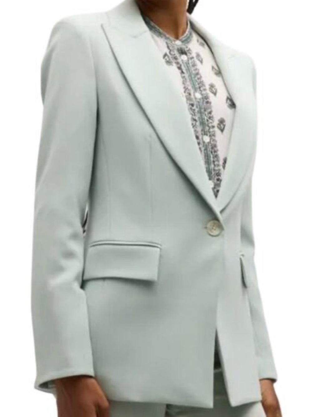 Theory Etiennette Heather Gray Fitted Wool Blend Blazer Size 2 Womens $575